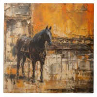 Majestic Horse in Abstract Sunset