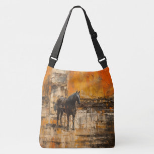 Majestic Horse in Abstract Sunset Crossbody Bag