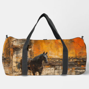Majestic Horse in Abstract Sunset Duffle Bag