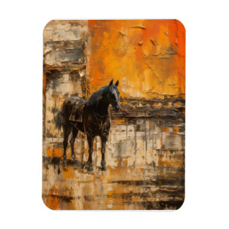 Majestic Horse in Abstract Sunset Magnet