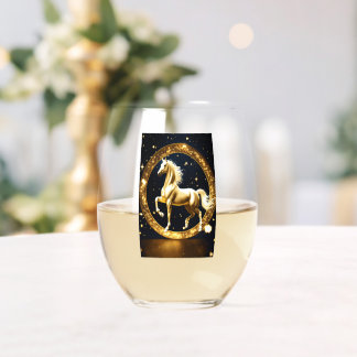 Majestic Horse Logo Glassware Stemless Wine Glass
