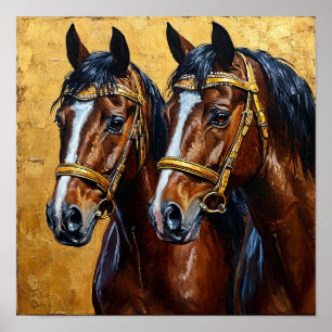 Majestic Horse Oil Painting Wall Art – Rustic Farm