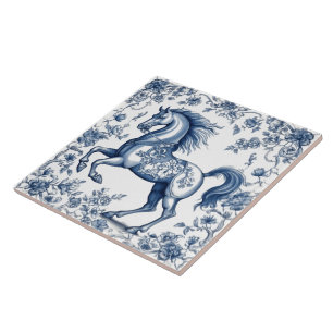 Majestic Horse on Indigo Tiles