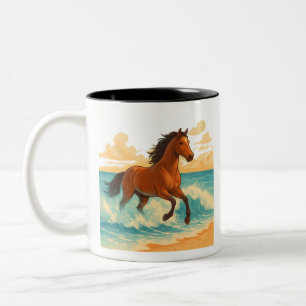 Majestic Horse Rising from the Sea Power and Free Two-Tone Coffee Mug