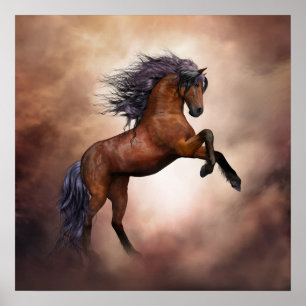 Majestic Horse Stallion Photo Nature Wall Poster
