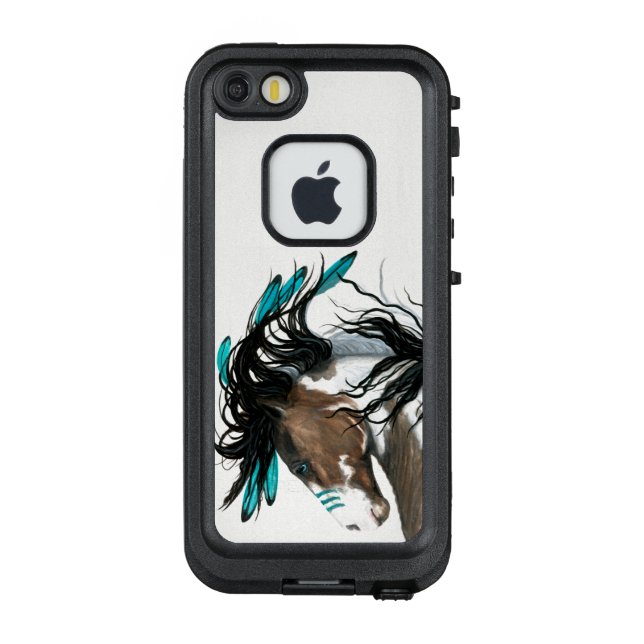 Majestic Horse Teal Feathers by Bihrle LifeProof iPhone Case (Back)