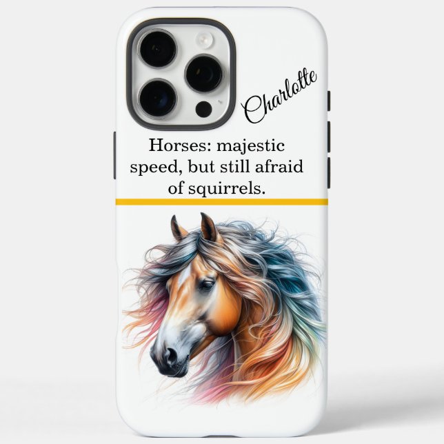 Majestic horse with colourful mane. Generative AI Case-Mate iPhone Case (Back)