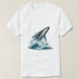 Majestic Humpback Whale Ocean Waves Watercolor T-Shirt