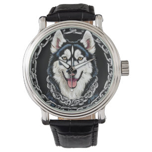 Majestic Husky Dog with Bold Colours Watch