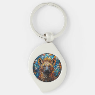 Majestic Hyena Stained Glass Mosaic Art Key Ring