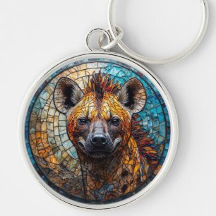 Majestic Hyena Stained Glass Mosaic Art Key Ring