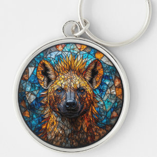 Majestic Hyena Stained Glass Mosaic Art Key Ring