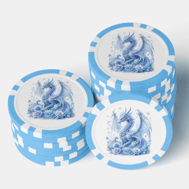 Majestic Ice Dragon  Poker Chips (Stack)