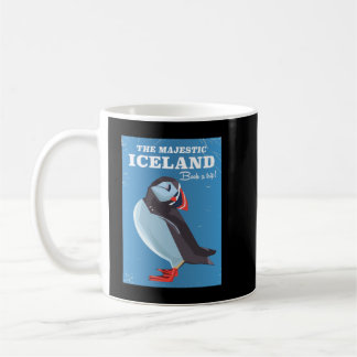 Majestic Iceland Puffin vintage travel poster Clas Coffee Mug