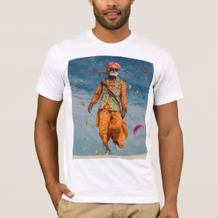 Majestic Indian Elder Kite Flying on the Beach T-Shirt