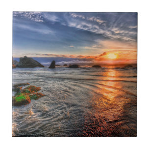 Majestic Island Sea Bay Sunset Ceramic Tile