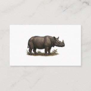 Majestic Javan Rhino Art - Rare Indonesian Wildlif Business Card