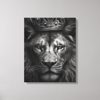 Majestic King Crown Lion Stretched Canvas Print