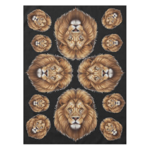 Majestic King Lion Head Mane on Black Party Tablecloth