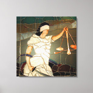 Majestic Lady Justice in Stained Glass Design Canvas Print