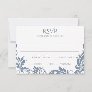 Majestic Leaves RSVP Postcard Dusty Blue