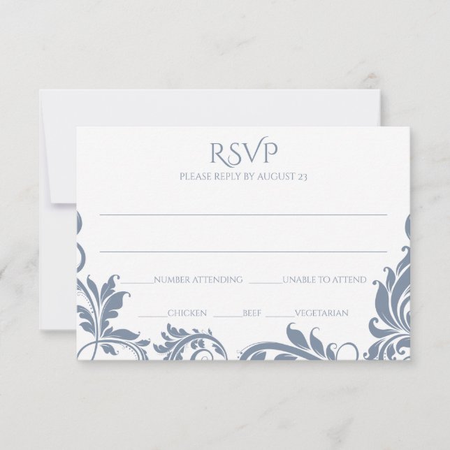 Majestic Leaves RSVP Postcard | Dusty Blue (Front)
