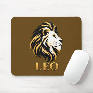 Majestic Leo Lion Zodiac Sign Gold & Black Desk Mouse Pad