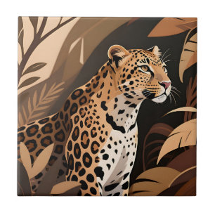 Majestic Leopard Jungle Wildlife Ceramic Tile