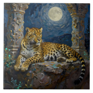 Majestic Leopard on Cliff Ledge  Ceramic Tile