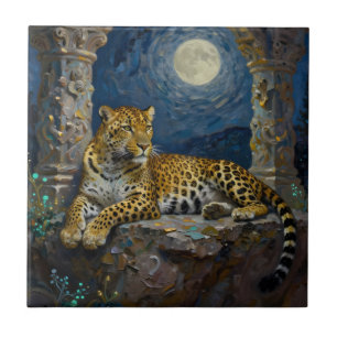 Majestic Leopard on Cliff Ledge  Ceramic Tile