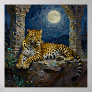 Majestic Leopard on Cliff Ledge   Poster