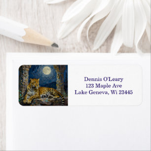 Majestic Leopard on Cliff Ledge Return Address Label