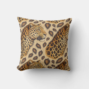 Majestic Leopard Portrait Animal Print Pattern Cushion