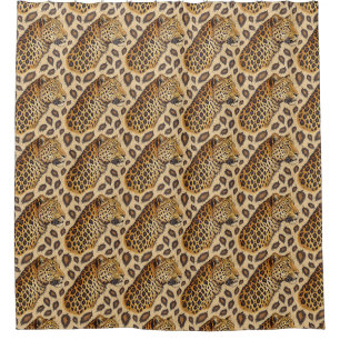 Majestic Leopard Portrait Animal Print Pattern Shower Curtain