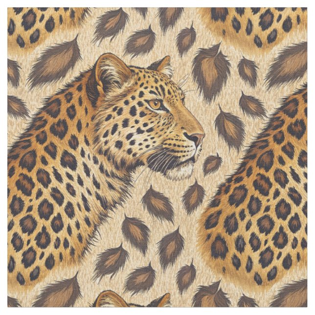 Majestic Leopard Print - Exotic Animal Pattern Fabric (Close Up)