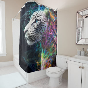 Majestic Leopard Swirling Colours  Shower Curtain