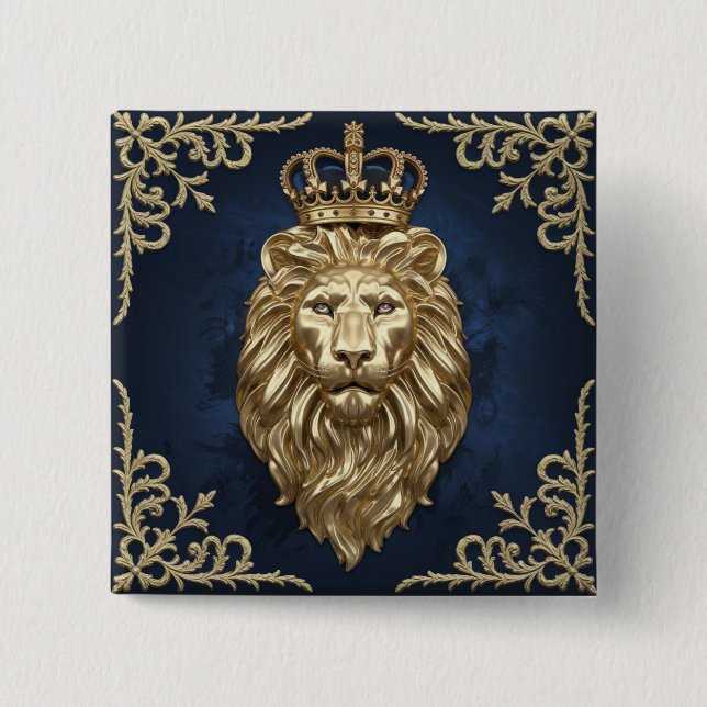 Majestic Lion 15 Cm Square Badge (Front)