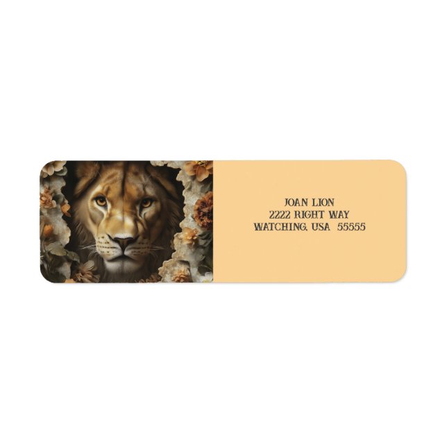 Majestic Lion and Elegant Floral Design - Labels (Front)