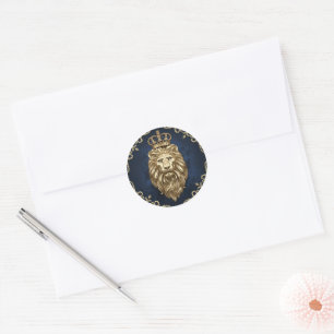 Majestic lion classic round sticker