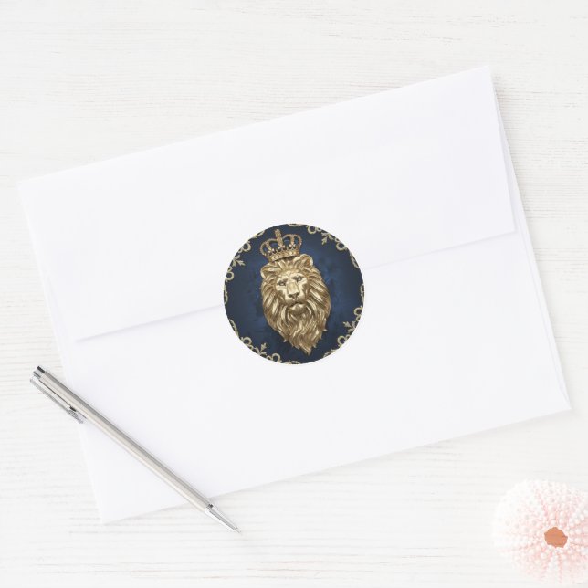 Majestic lion classic round sticker (Envelope)