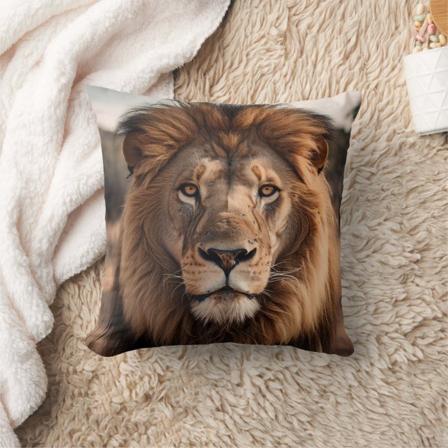 Majestic Lion Close-Up Cushion (Blanket)