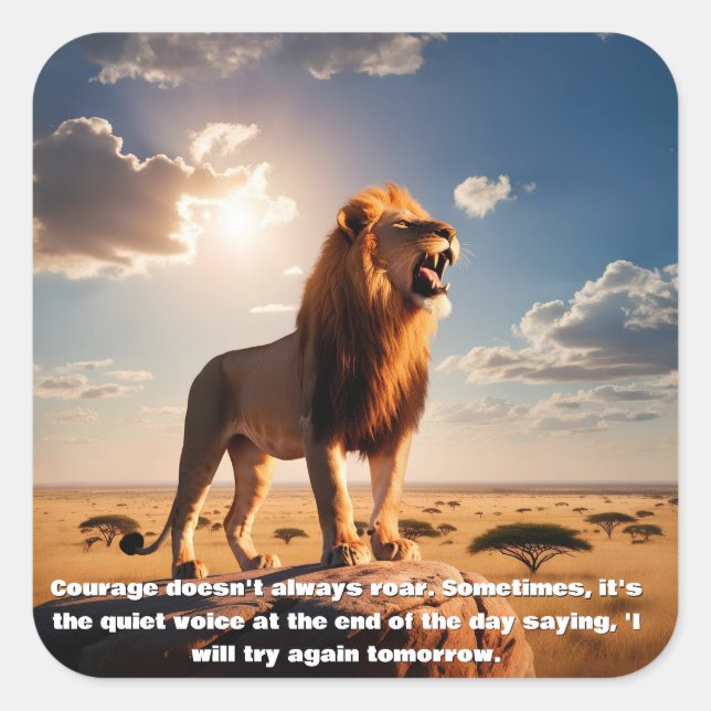 Majestic Lion Courage Inspiring Gift Motivational  Square Sticker (Front)