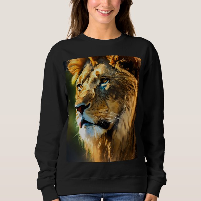 Majestic Lion Drawing T-Shirt | Hand-Drawn Wild An Sweatshirt (Front)