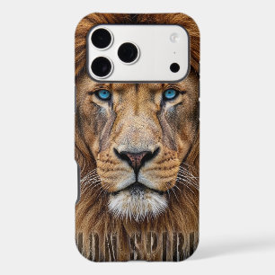 Majestic Lion Face with Blue Eyes   Wildlife Anima