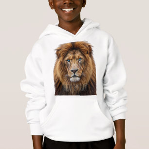 Majestic Lion Face with Blue Eyes   Wildlife Anima