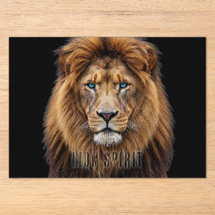 Majestic Lion Face with Blue Eyes Wildlife Anima Acrylic Invitations