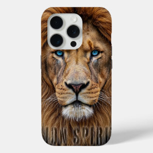 Majestic Lion Face with Blue Eyes   Wildlife Anima iPhone 15 Pro Case