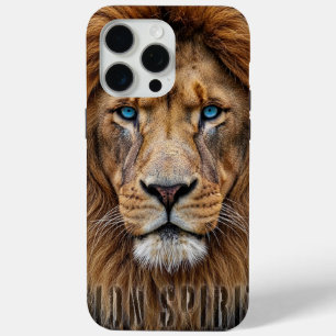 Majestic Lion Face with Blue Eyes Wildlife Anima iPhone 15 Pro Max Case