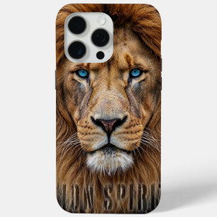 Majestic Lion Face with Blue Eyes   Wildlife Anima iPhone 15 Pro Max Case