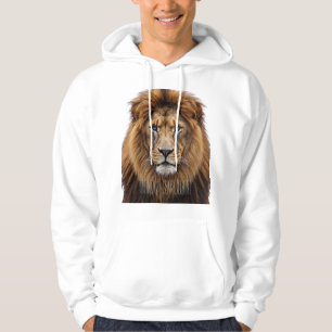 Majestic Lion Face with Blue Eyes Wildlife Anima Hoodie
